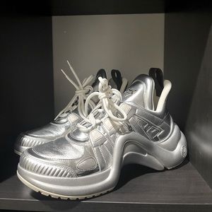 Silver Louis Vuitton sneakers
